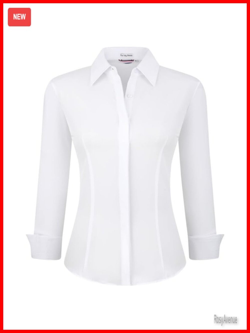 Womens V Neck Button Down Shirt Long Sleeve Regular Fit Stretch Wrinkle Free
